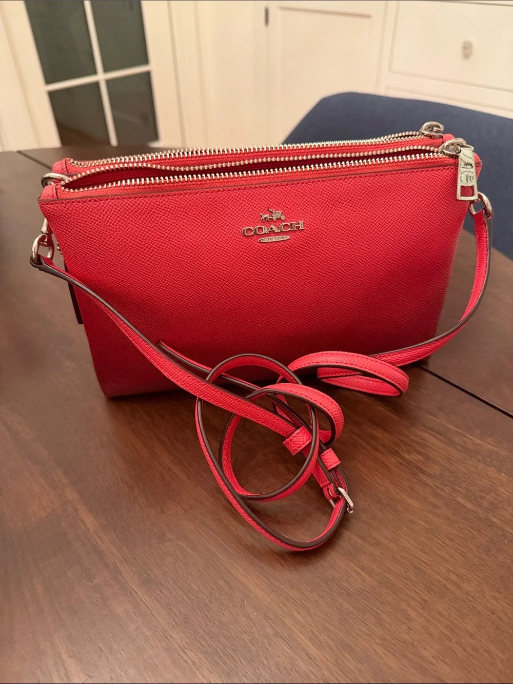 Coach Ombré Red Saffiano Leather Crossbody Clutch